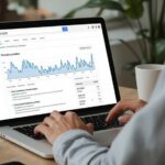 Pessoa brasileira trabalhando em ambiente digital profissional no computador para ilustrar Google Search Console AI Performance Report, com.